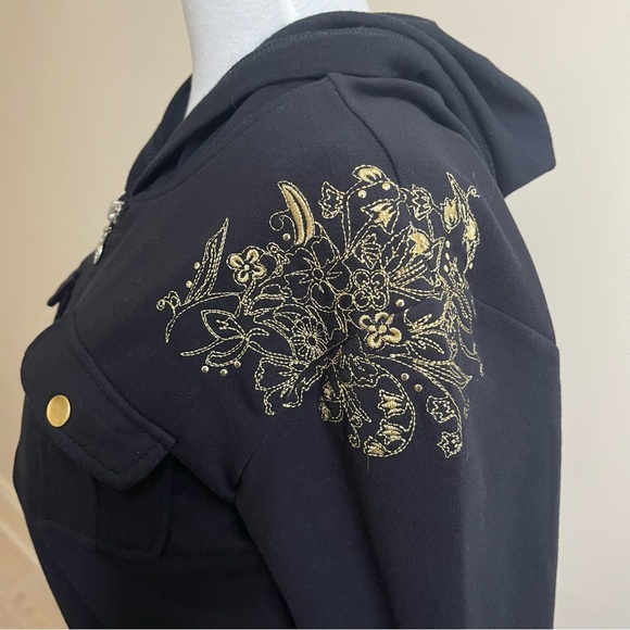 Cropped Hoodie Sweatshirt~Size XL~Black - Picture 7 of 9